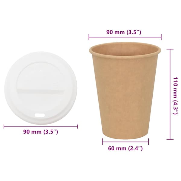 vidaXL Pappmuggar med lock, 1000 st, 300 ml