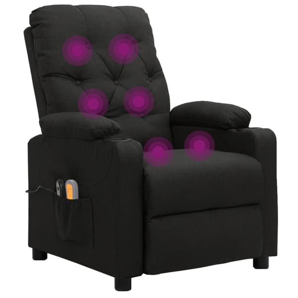 vidaXL elektrisk massagestol, sort, stof