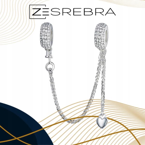 Berlockkedja säkerhet silver 925 silver zirkoner berlocker pr 925