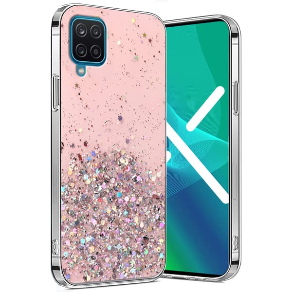 Etui til Samsung Galaxy A12 / M12 / A12 2021, Glitrende, Lyserød