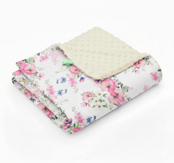 Tæppe, ternet, MINKY 75x100 (creme + hvid æble)