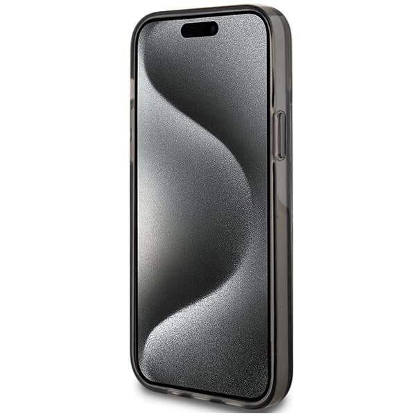 Guess Liquid Glitter Gold Stripes cover til iPhone 15 Plus, sort