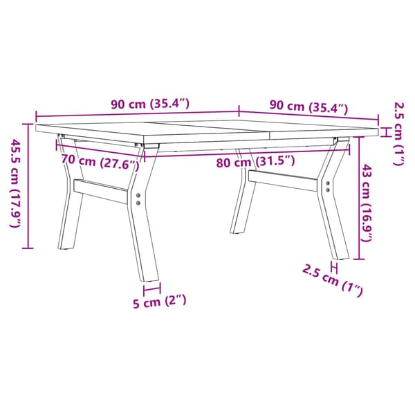 vidaXL Soffbord med Y-ben 90x90x45,5 cm