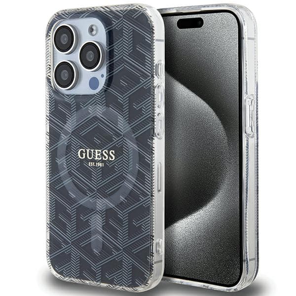 Guess IML GCube MagSafe-etui til iPhone 15 Pro Max, sort