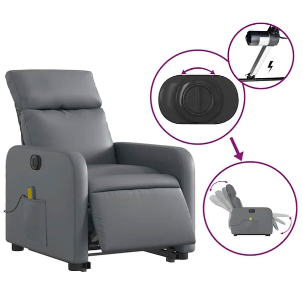 vidaXL elektrisk lænestol med massage, grå