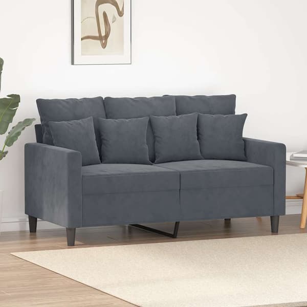 vidaXL 2-sitssoffa mörkgrå 120 cm klädd i sammet