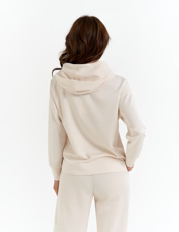 Dame hættetrøje med pullover, behagelig blød, MORAJ XL ECRU
