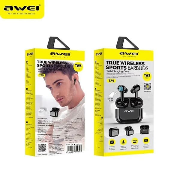 AWEI Bluetooth 5.0 T29 TWS hovedtelefoner + dockingstation hvide