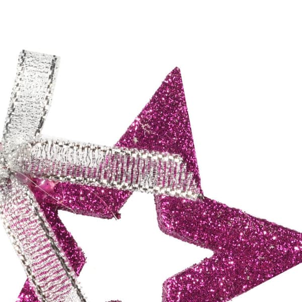 Sæt med 6 glittervedhæng STJERNER lilla
