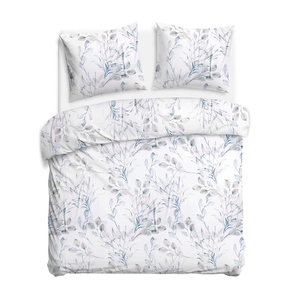 Bomullssängkläder 180x200 satin BOMULL vintermönster isblad blommor