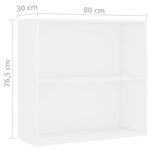 vidaXL 2-lags hylde, hvid, 80x30x76,5 cm, spånplade