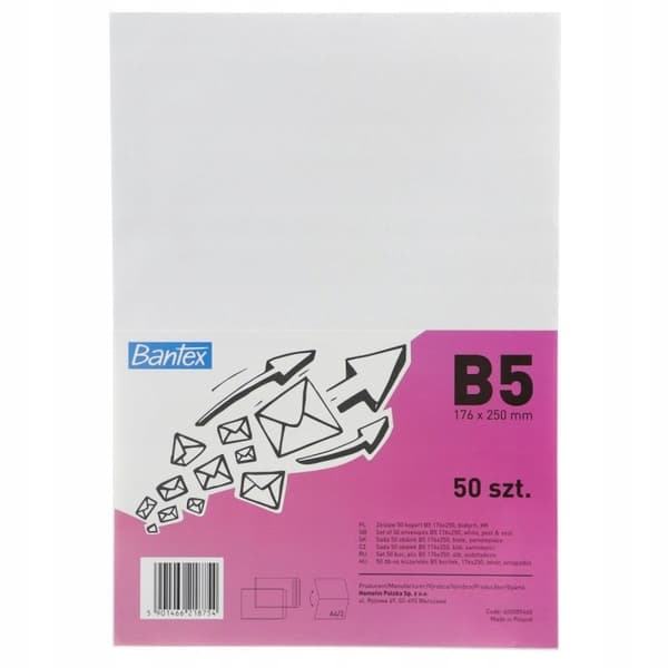 BANTEX KUVERT B5 HK VIT (50) 400089460