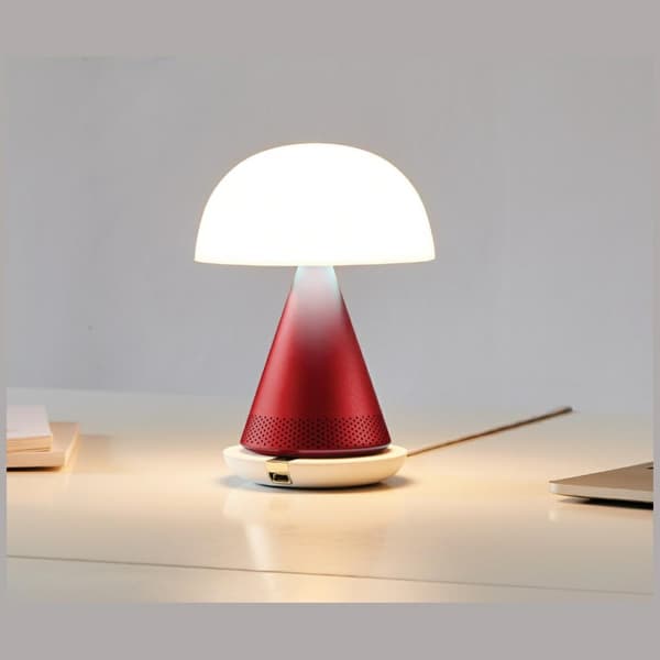 Lexon Mina Audio L LED-lamppu Bluetooth-kaiuttimella, tummanpunainen