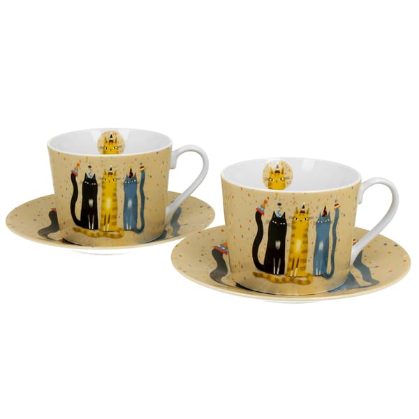 2 kopper med underkopper Cat's World PARTY 230 ml