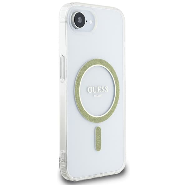 Guess IML Glitter Circle MagSafe-etui til iPhone 16e – klart