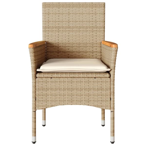 vidaXL Trädgårdsstolar med dynor, set om 2, beige, PE-rotting