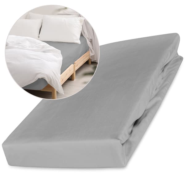 Bomullslakan 90x200 slätt satin askfärgat