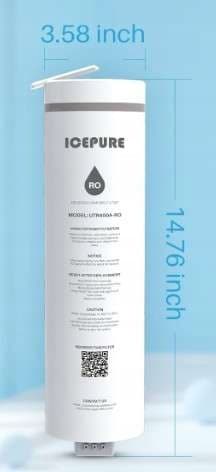 ICEPURE UTR400-RO vattenfilter, osmospatron, 2 år