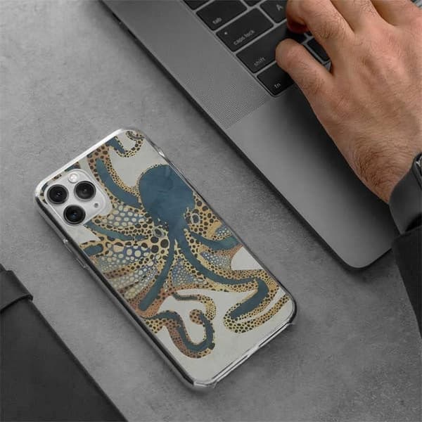 Octopus-skal till iPhone 14 Pro Max, TPU, blå