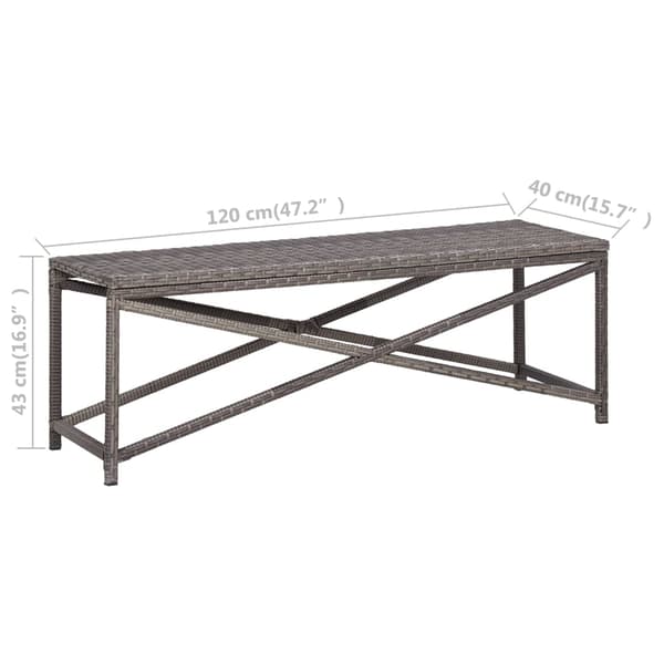 vidaXL Trädgårdsbänk, 120 cm, polyrotting, grå