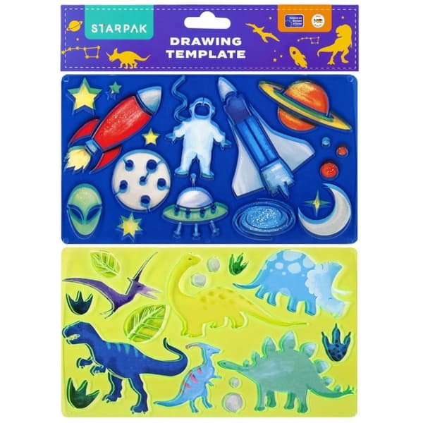 Muovinen piirustusmalli - dinosaurus, tilaa 2 kpl