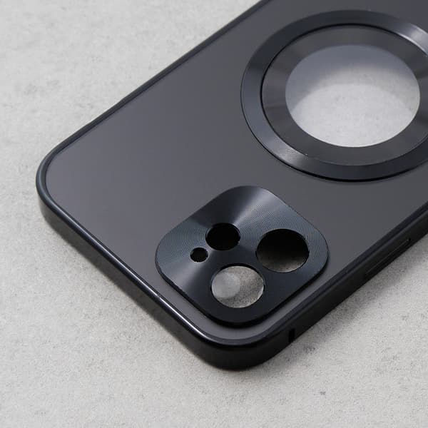 iPhone 12-skal, dubbelt glas, Magsafe, svart