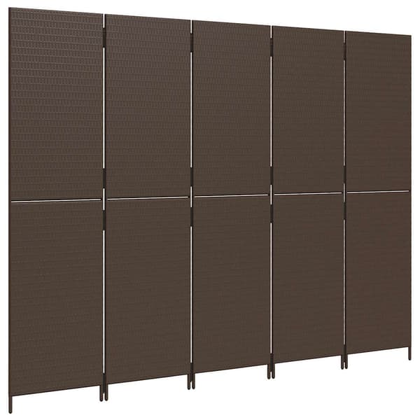 vidaXL 5-panels brun polyrattanskærm