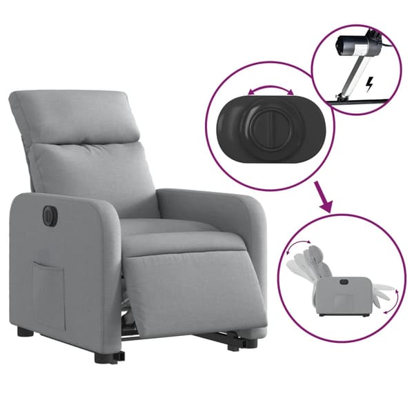 vidaXL Elektrisk lyftande massagefåtölj ljusgrå
