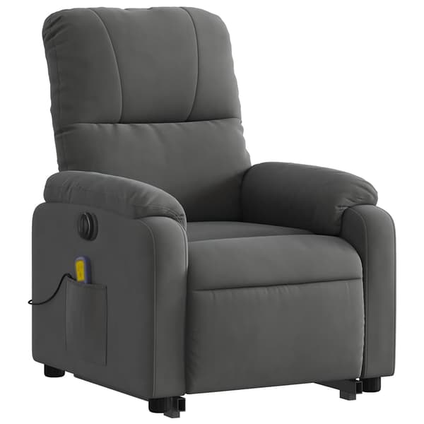 vidaXL Lyftbar massagefåtölj, mörkgrå, mikrofiber