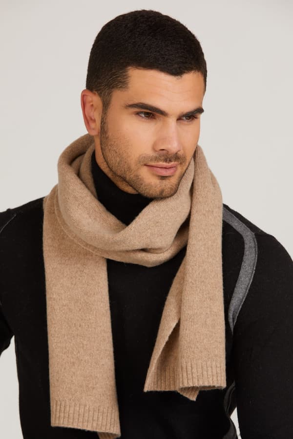 Herrscarf "SZALIK*02" i kamelfärg