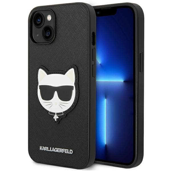 Karl Lagerfeld Saffiano Choupette Head Patch-etui til iPhone 14 Plus, sort