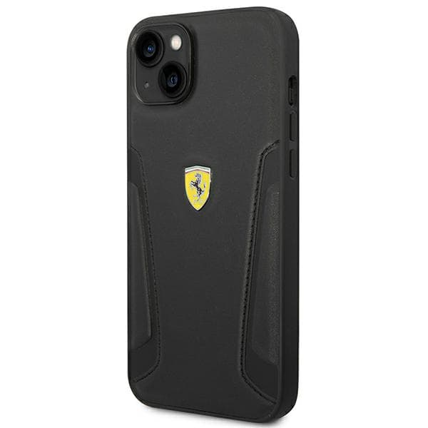 Ferrari Läderfodral med Stämpel till iPhone 14 Plus, Svart