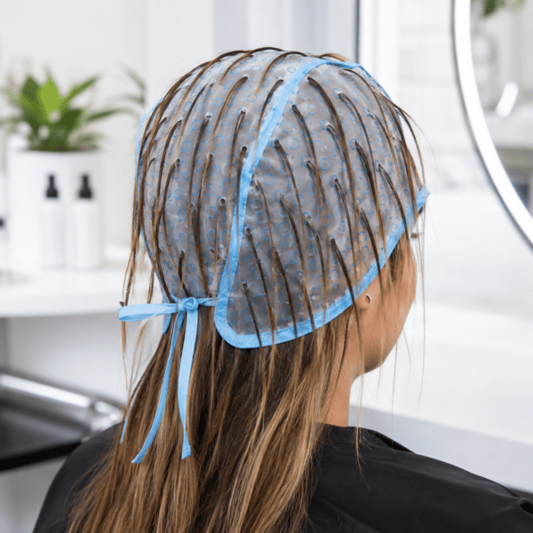 Balayage-hiusvärisetti, jossa on raidat, korkki ja siveltimet