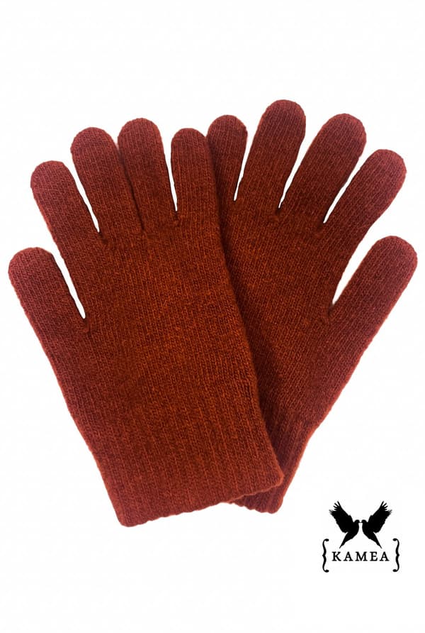 GLOVES*01 uldne vinterhandsker til kvinder i murstensfarve
