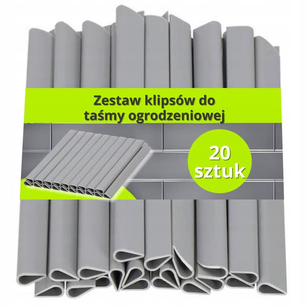 STÄNGSELTEJPKLIPS MONTERINGSKROKAR 19CM LJUSGRÅ 20 BITAR