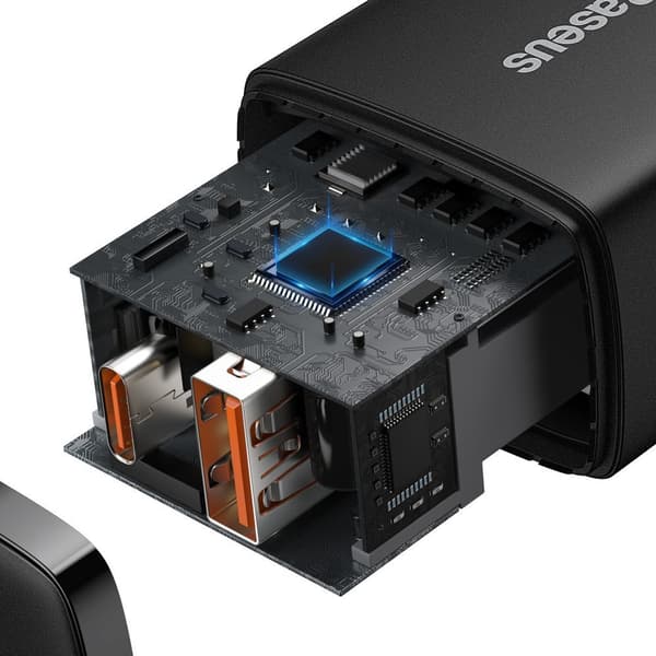 Kompakt USB Hurtig Vægoplader USB-C 20W 3A PD QC 3.0 Sort
