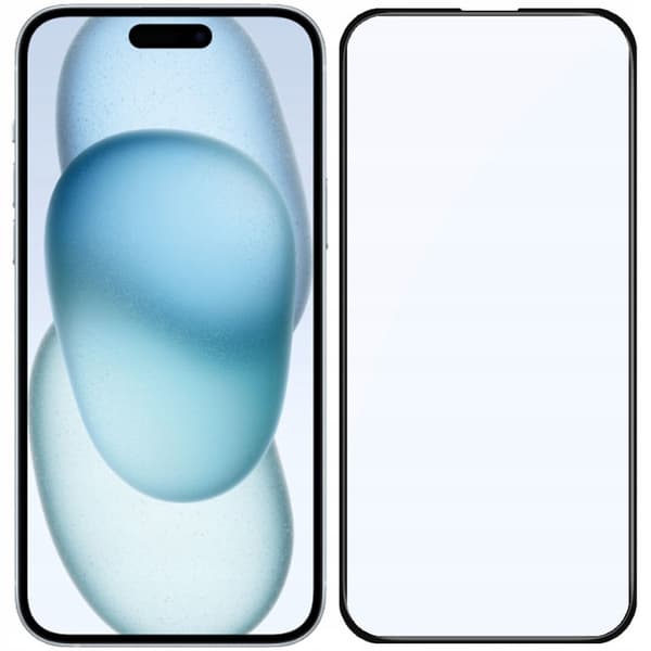 2x Härdat glas för Apple iPhone 15 Plus med helskärmstäckning, 5D-glas