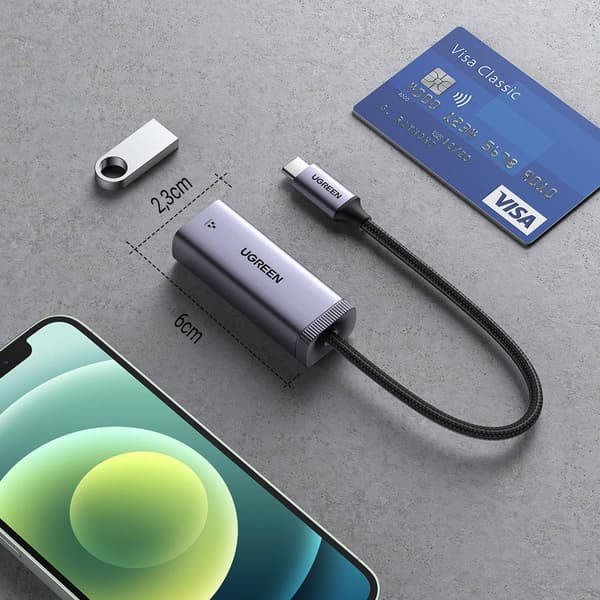 Ugreen Ethernet RJ-45 Nätverksadapter - USB Typ-C Grå