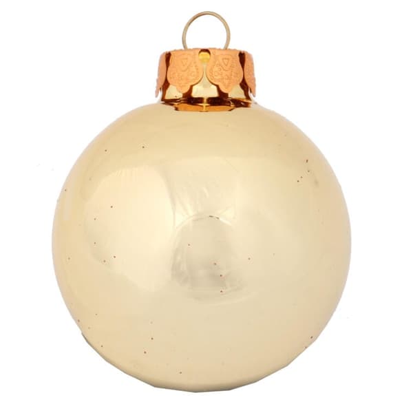 Guldfärgade glaskulor med glitterdekor - Set med 5 st. 6 cm