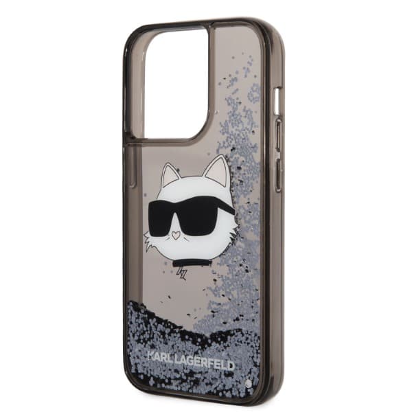 Karl Lagerfeld Glitter Choupette Head-cover til iPhone 14 Pro, sort