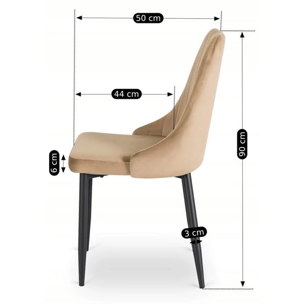 BARI Beige Velour Moderne Polstret Spisebordsstol