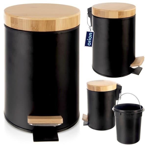 Metal affaldsspand med pedal, sort, SORT, 3 l