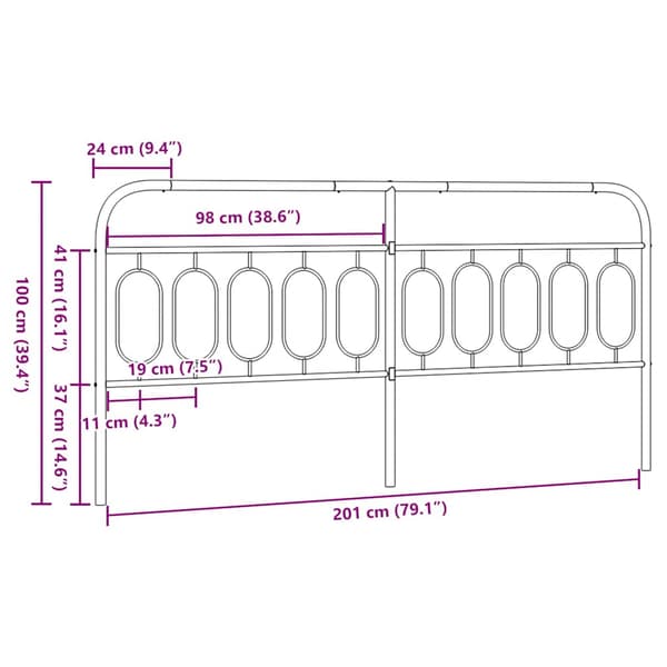 vidaXL metalsengegavl, hvid, 200 cm