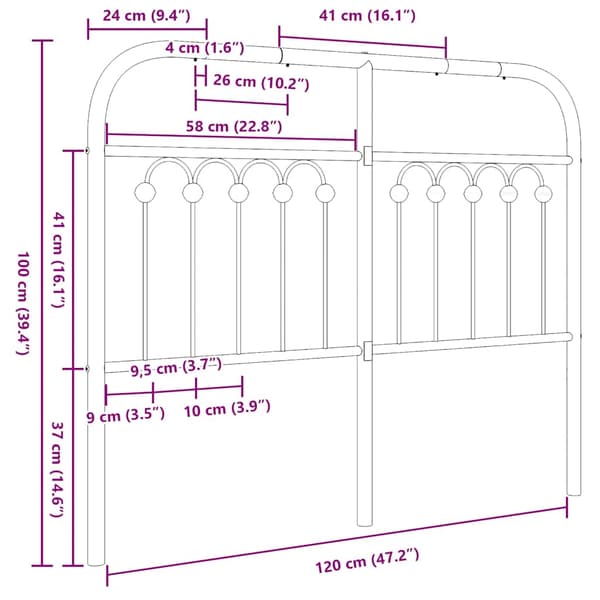 vidaXL metalsengegavl sort 120 cm