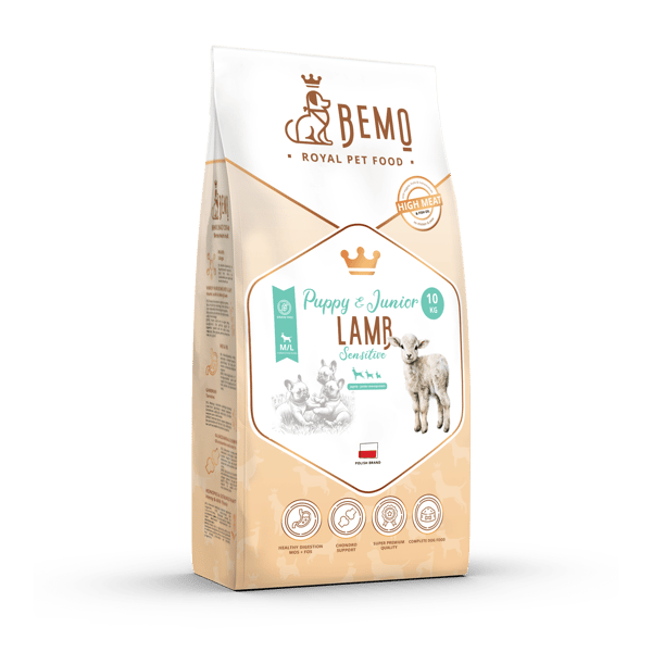 Bemo Puppy & Junior Sensitive Lamb - allergivenligt tørfoder til hvalpe med lam til mellemstore og store hunde (M/L) 10 kg