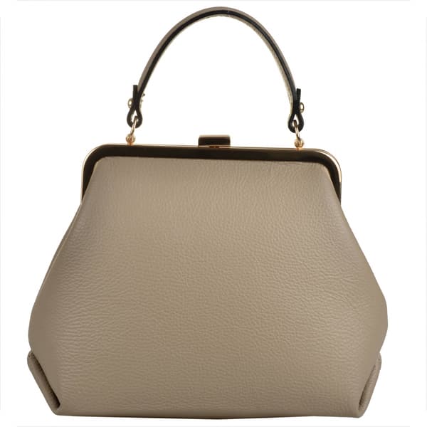 Beige damhandväska i äkta läder med retrospänne