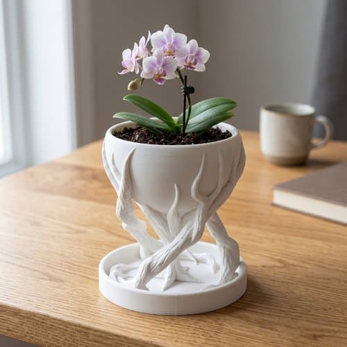 Designer urtepotte hvid spiralformet træ til planter
