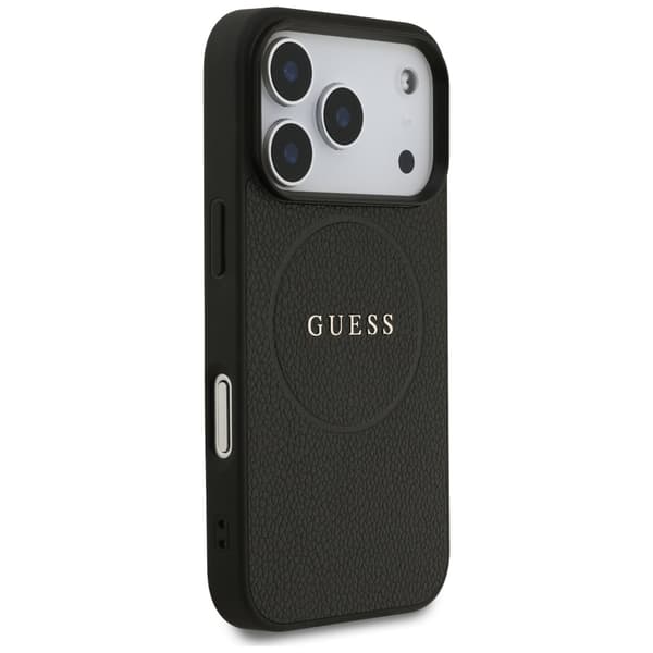 Guess Grained Ring MagSafe-etui til iPhone 17 Pro, sort