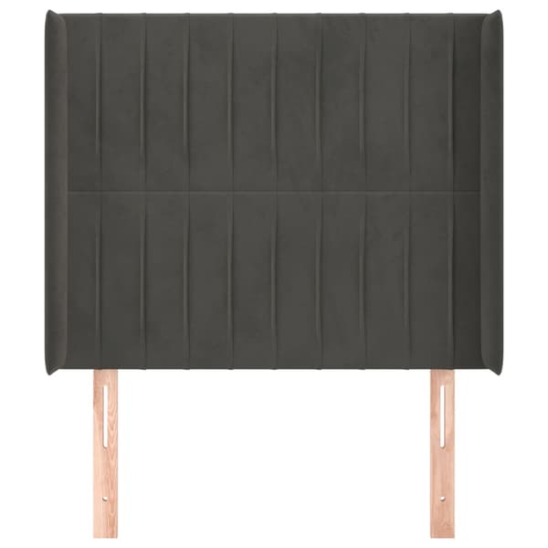 vidaXL Vingad sänggavel mörkgrå 83x16x118/128 cm sammet