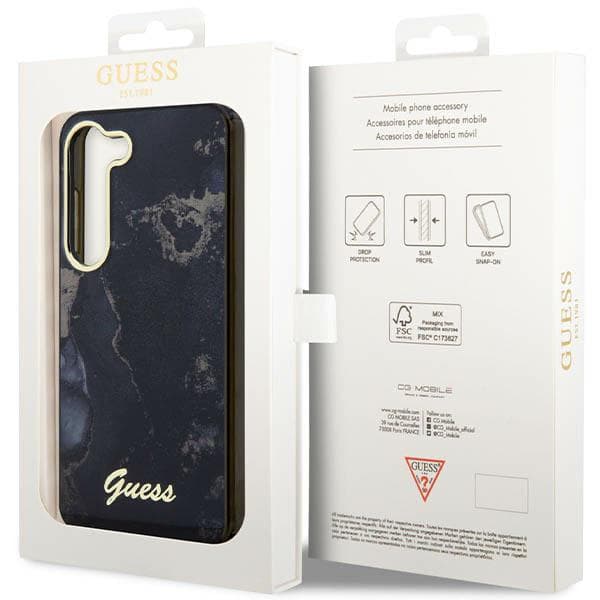Guess Marble Collection-cover til Samsung Galaxy S23+, sort